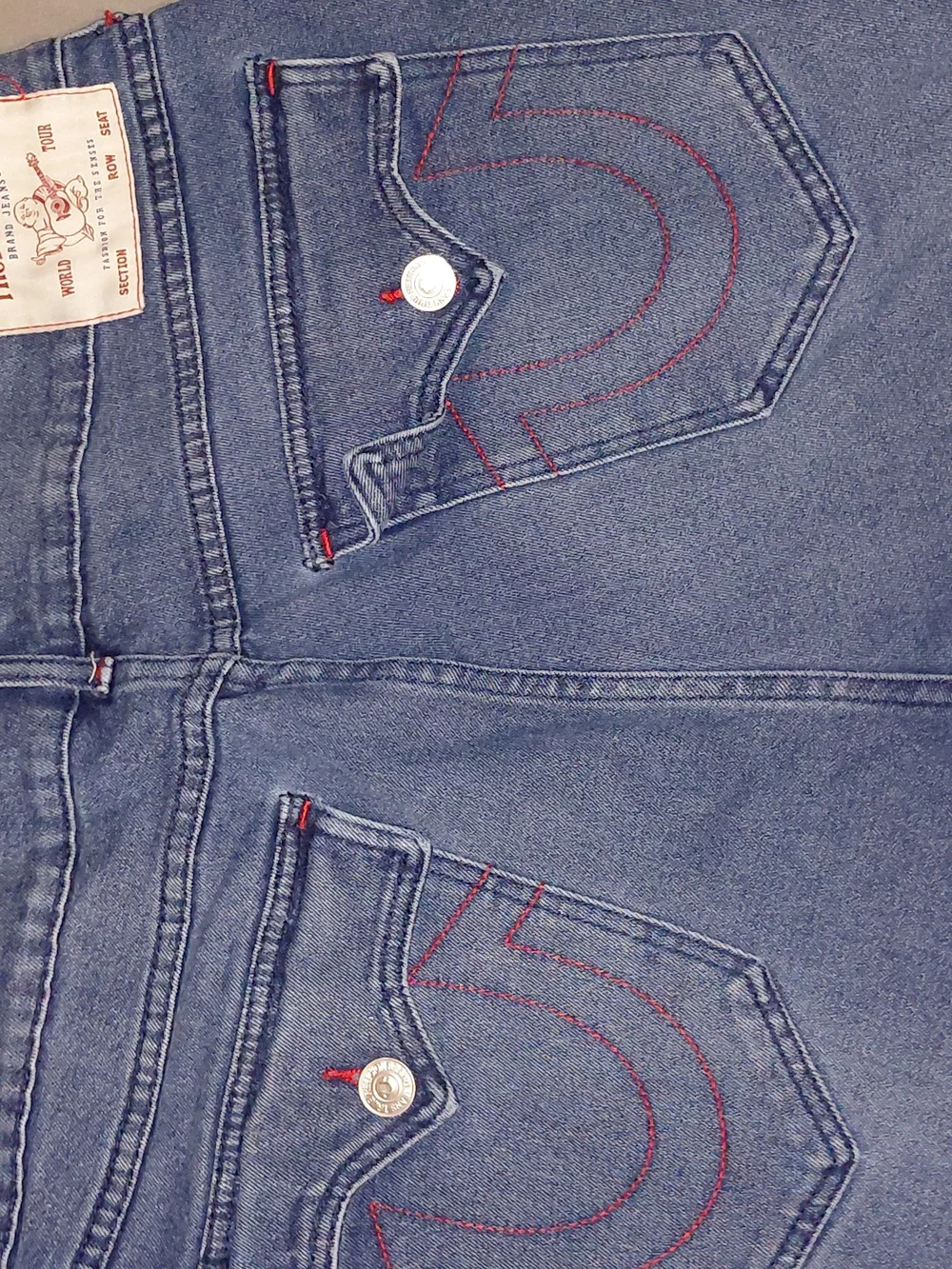 True Religion Relaxed Fit Jeans in Blue Denim